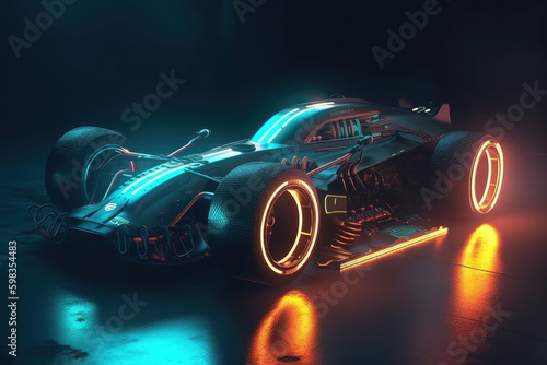 Futuristic Car with Neon Lights  Lighting  Laser  Made by AI  AI generated  Artificial intelligence 