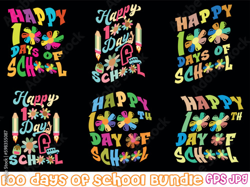 Happy 100 Days of School T-shirt Design Bundle