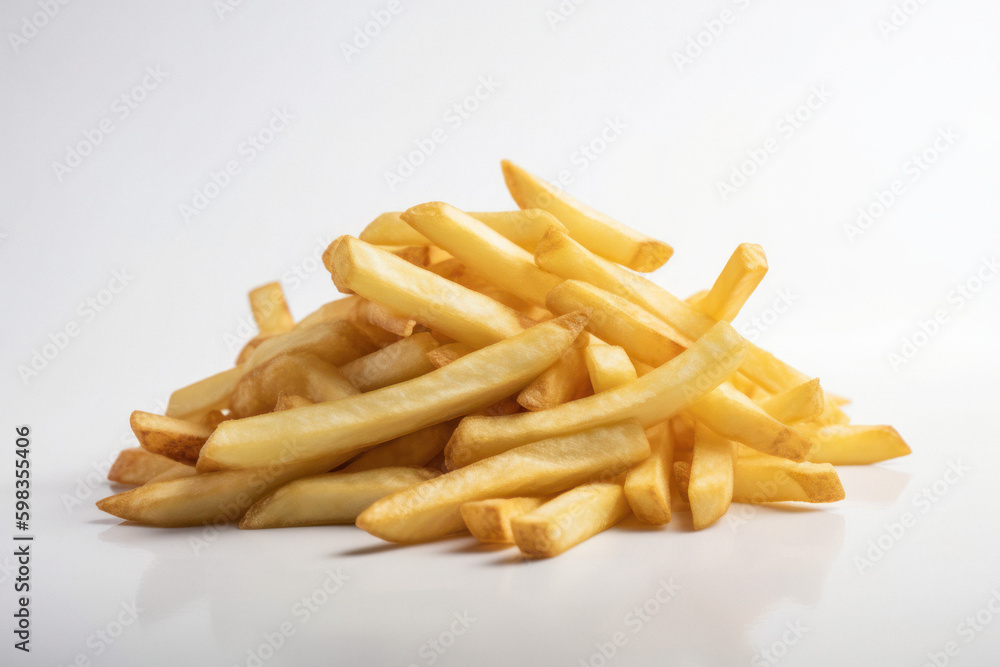 Crispy Golden French Fries on White Background Crispy Golden French Fries on White Background