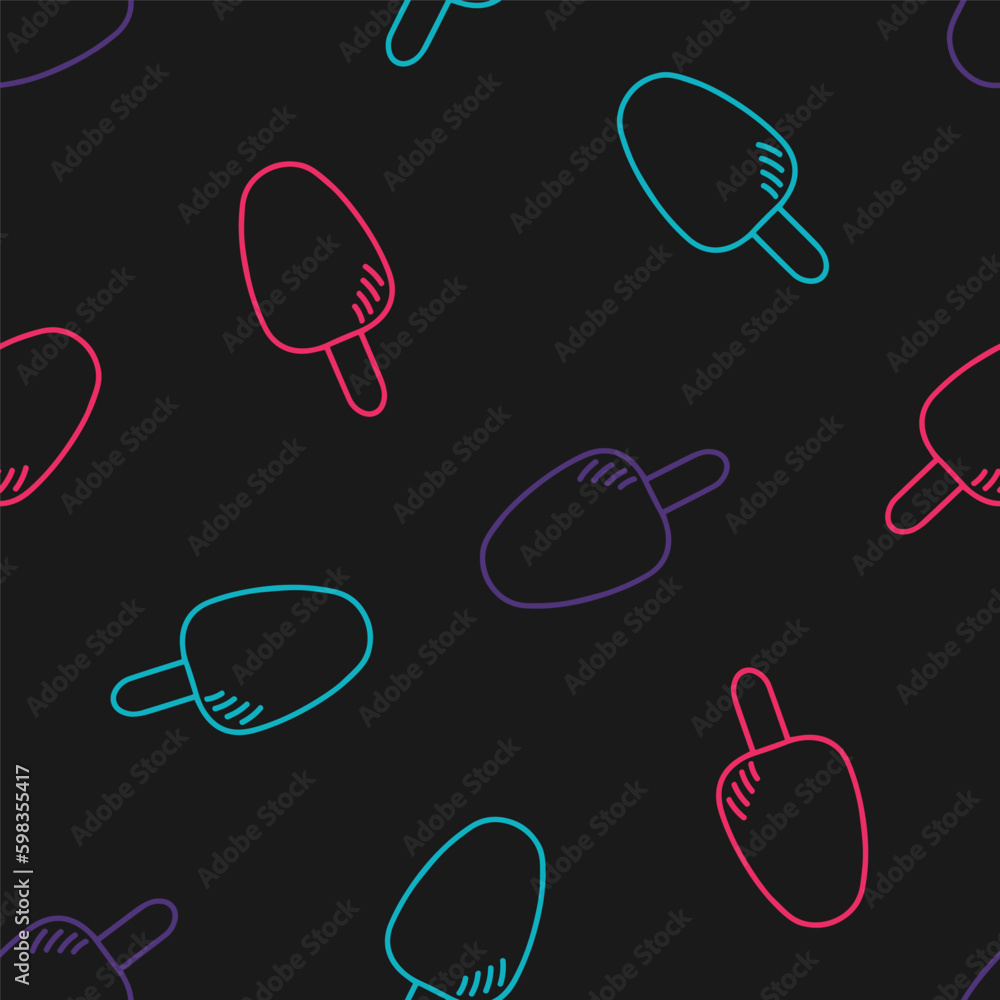 Seamless pattern with colorful outline icecream Seamless pattern with colorful outline icecream