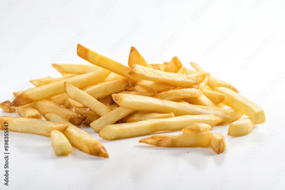 Crispy Golden French Fries on White Background Crispy Golden French Fries on White Background