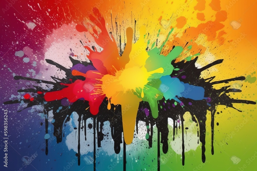 Fototapeta premium abstract background of rainbow color splashes and drips