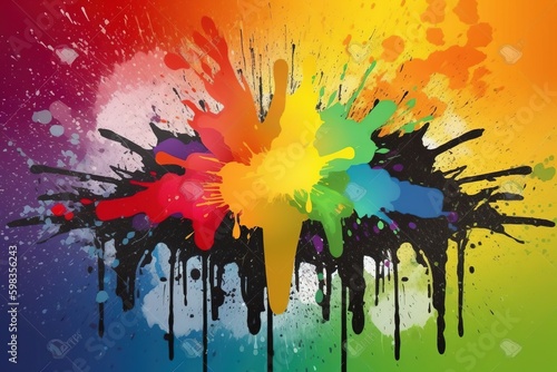 abstract background of rainbow color splashes and drips