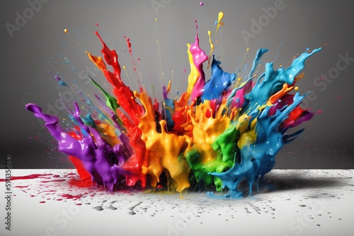 splashes of rainbow paints