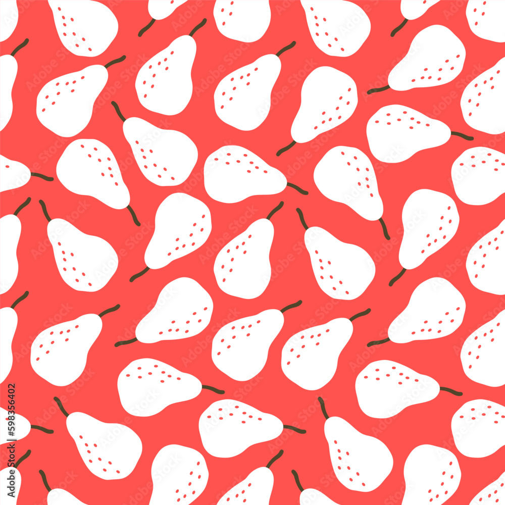 Pink seamless pattern with white pears Pink seamless pattern with white pears