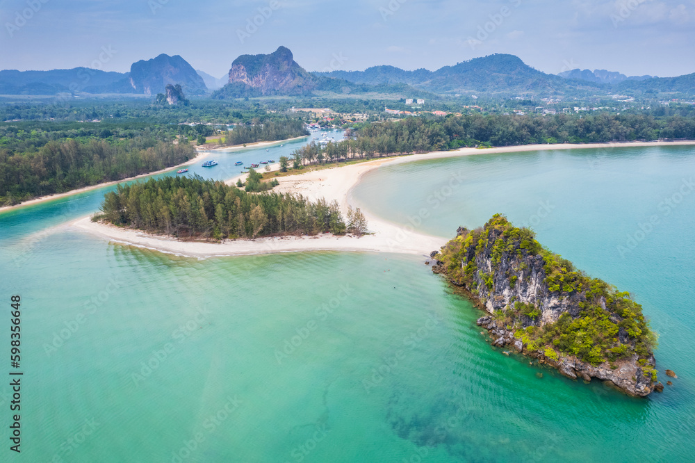 A bird's-eye view of the beautiful beach in Krabi Province,Thailand.