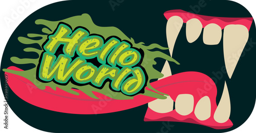 Hello world Nice report on oral germs. Suitable for t-shirt design. Vector illustration design.