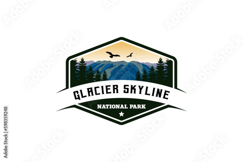 Skyline glacier national park logo design vector