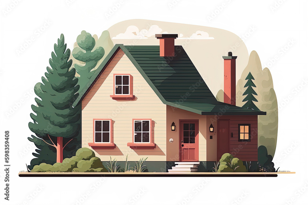 Simple house illustration isolated on white background, illustration of ...
