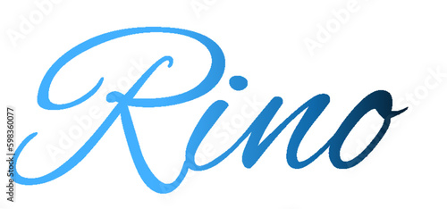 Rino - light blue and blue color - male name - ideal for websites, emails, presentations, greetings, banners, cards, books, t-shirt, sweatshirt, prints


