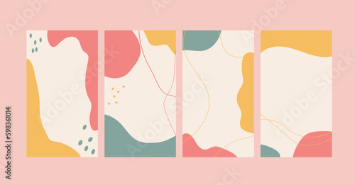 
Set of abstract backgrounds. Story. Social media templates 1080 x 1920px. Hand drawn various shapes. Every background is isolated.