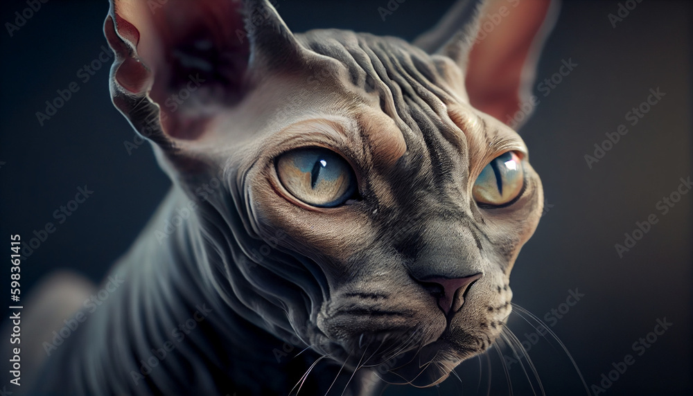 Portrait of a cat Sphynx. Very expressive eyes..By Igor