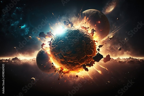 Fotografiet Asteroid impact, end of world, judgment day
