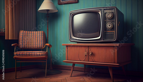 Retro television from the fifties, old fashioned vintage