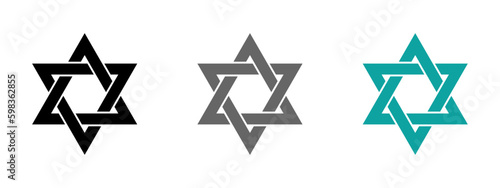 David star vector icons set. Israel symbol of religion flat vector file