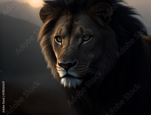 Beautiful lion portrait  generative ai