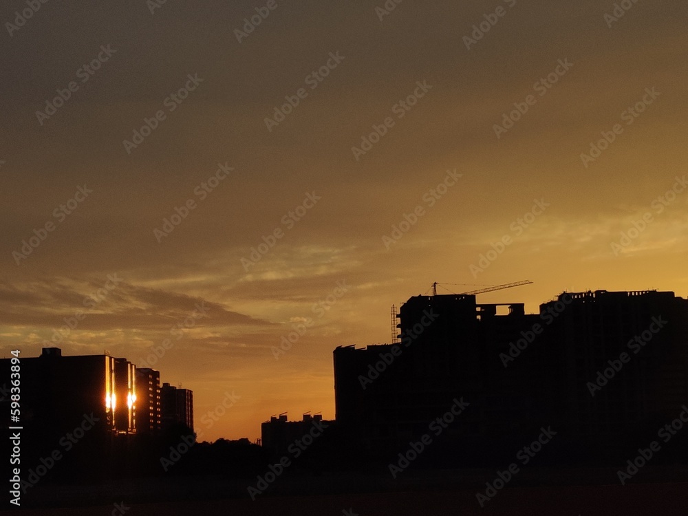 Ahmedabad City Skyline Sunset Landscape Wallpaper