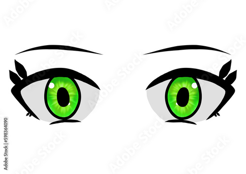 Green eyes set anime cute