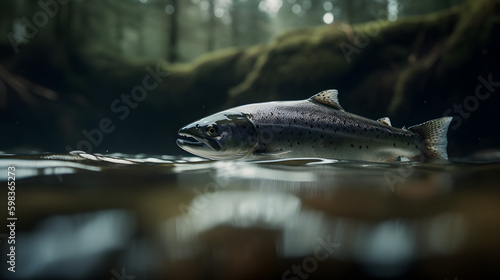 Wild salmon fish out of water in a Clearstream photo