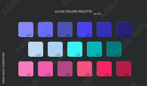 Vector Color Guide Palette. UI/UX Swatches Catalog in RGB HEX