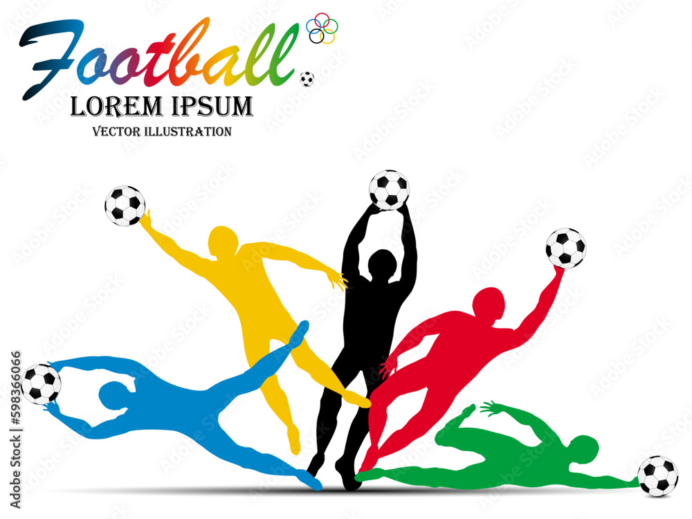 Visual drawing football sport of front view, the goalkeeper , concepts colorful vector illustration, healthy lifestyle ,abstract soccer game colorful vector illustration Visual drawing football sport of front view, the goalkeeper , concepts colorful vector illustration, healthy lifestyle ,abstract soccer game colorful vector illustration