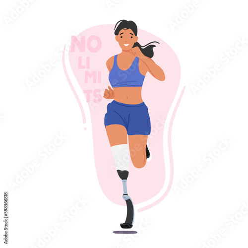 Athletic Woman With Leg Prosthesis Running Energetically On A Track With Determination And Skill, Defying Limits Generative AI