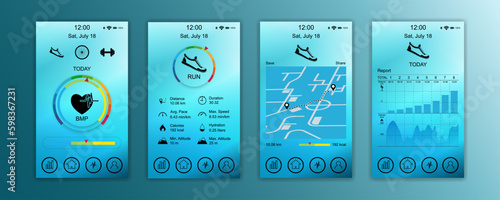The best health or fitness application sports running in smartphone, concept get inspired through exercise daily workouts at home with the situation of the spread of covid disease vector illustration