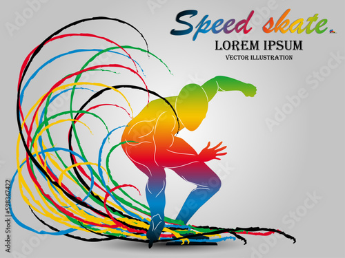 Visual drawing of beautiful sport speed ice skate game, abstract colorful vector illustration, healthy lifestyle and sport concepts,abstract speed skate game colorful vector illustration,set 1 of 9