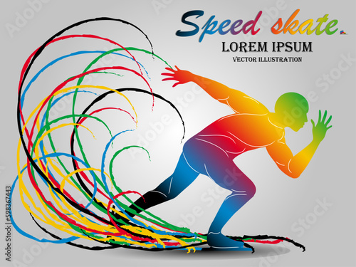 Visual drawing of beautiful sport speed ice skate game, abstract colorful vector illustration, healthy lifestyle and sport concepts,abstract speed skate game colorful vector illustration,set 8 of 9