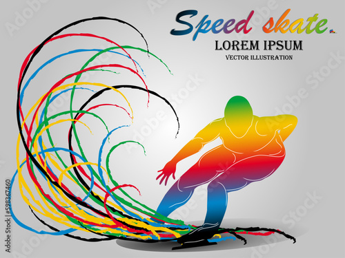 Visual drawing of beautiful sport speed ice skate game, abstract colorful vector illustration, healthy lifestyle and sport concepts,abstract speed skate game colorful vector illustration,set 6 of 9