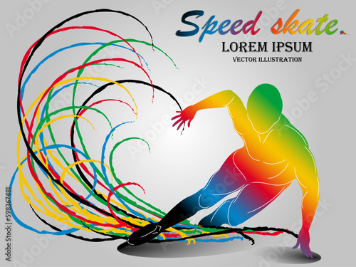 Visual drawing of beautiful sport speed ice skate game, abstract colorful vector illustration, healthy lifestyle and sport concepts,abstract speed skate game colorful vector illustration,set 2 of 9