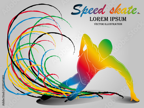 Visual drawing of beautiful sport speed ice skate game, abstract colorful vector illustration, healthy lifestyle and sport concepts,abstract speed skate game colorful vector illustration,set 4 of 9