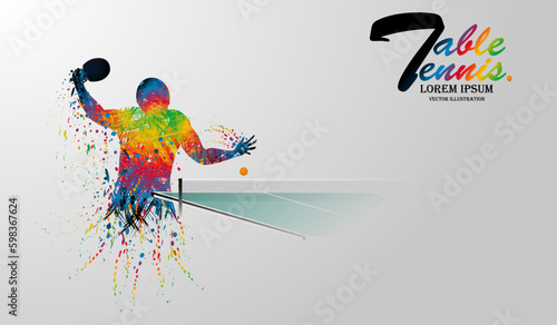 Visual drawing table tennis sport movement step of front view, healthy lifestyle and sport concepts,abstract in game colorful vector illustration
