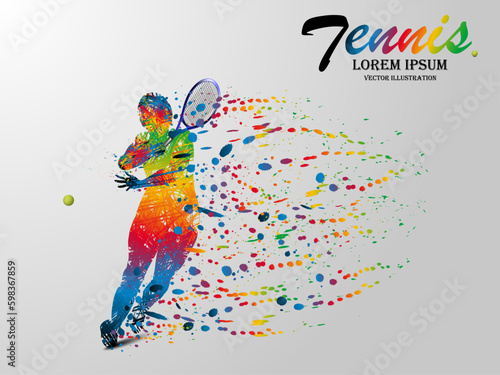 Visual drawing tennis sport movement of front view, healthy lifestyle and sport concepts,abstract in game colorful vector illustration