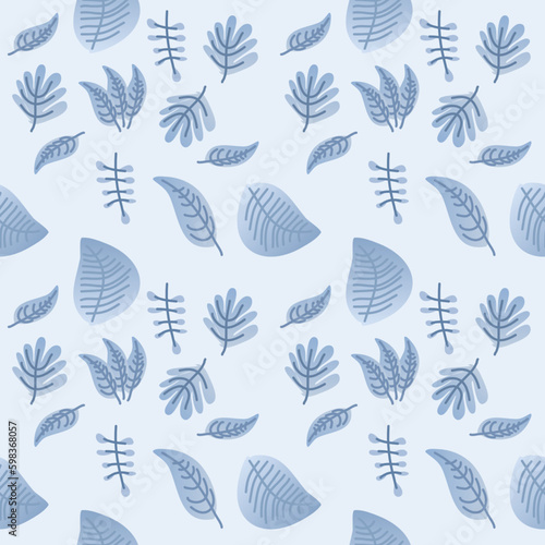 Seamless floral leaves pattern in various shape, floral repetitive pattern design concept for background, backdrop, banner, print.