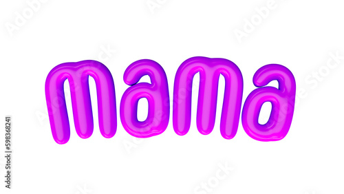 isolated Spanish violet lowercase text: mama , in shape of balloons
