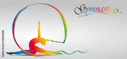 Visual drawing of beautiful gymnastic sport of front view, healthy lifestyle and sport concepts,abstract colorful vector illustration