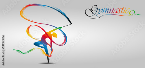 Visual drawing of beautiful gymnastic sport of front view, healthy lifestyle and sport concepts,abstract soccer game colorful vector illustration, set 7 of 20