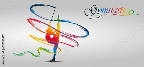 Visual drawing of beautiful gymnastic sport of front view, healthy lifestyle and sport concepts,abstract soccer game colorful vector illustration, set 6 of 20