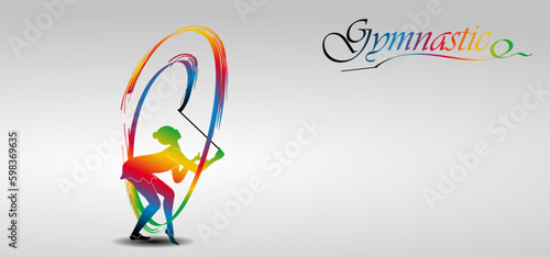 Visual drawing of beautiful gymnastic sport of front view, healthy lifestyle and sport concepts,abstract soccer game colorful vector illustration, set 9 of 20