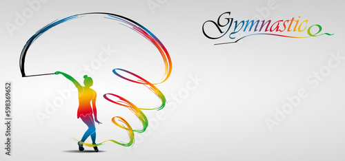 Visual drawing of beautiful gymnastic sport of front view, healthy lifestyle and sport concepts,abstract soccer game colorful vector illustration, set 12 of 20