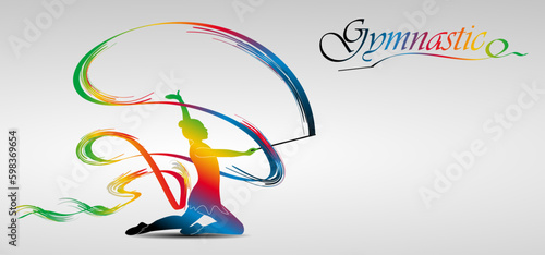 Visual drawing of beautiful gymnastic sport of front view, healthy lifestyle and sport concepts,abstract soccer game colorful vector illustration, set 8 of 20