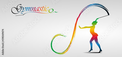 Visual drawing of beautiful gymnastic sport of front view, healthy lifestyle and sport concepts,abstract soccer game colorful vector illustration, set 11 of 20