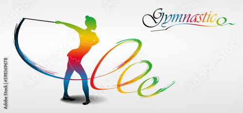Visual drawing of beautiful gymnastic sport of front view, healthy lifestyle and sport concepts,abstract soccer game colorful vector illustration, set 13 of 20
