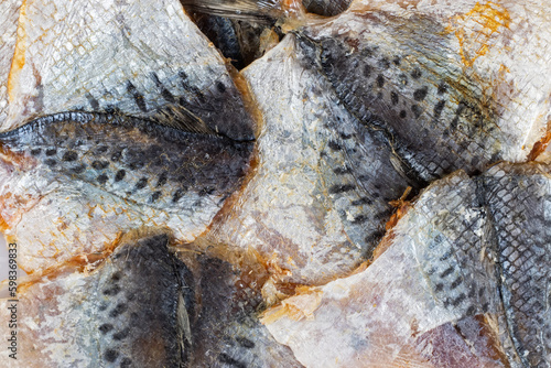 Dried yellowstripe scad fishes. snack for beer