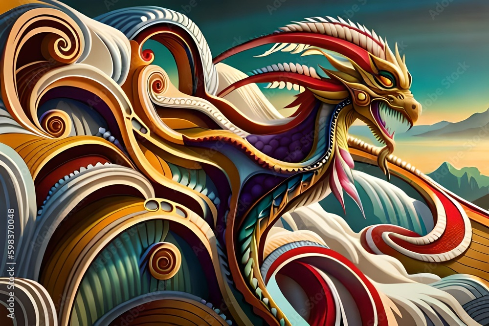 Obraz premium Dragon above the clouds