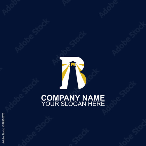 Elegant letter B with negative space beacon logo design.