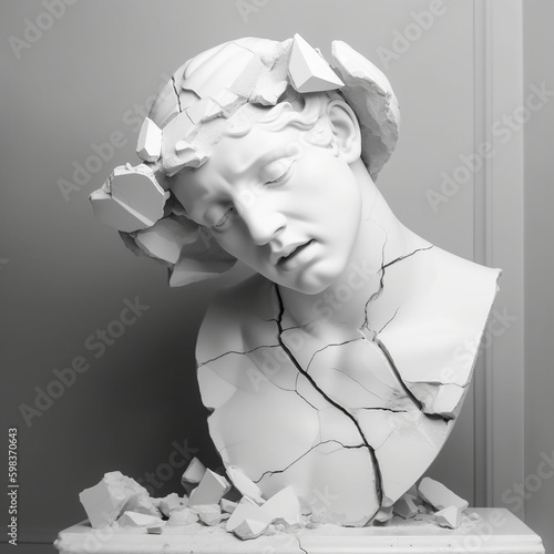 statue fissurée se cassant, concept de la maladie - IA Generative