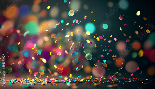 Colorful confetti in front of colorful background Ai generated image
