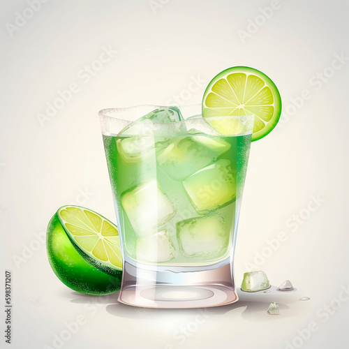 Margarita cocktail. Illustration. Generative AI.